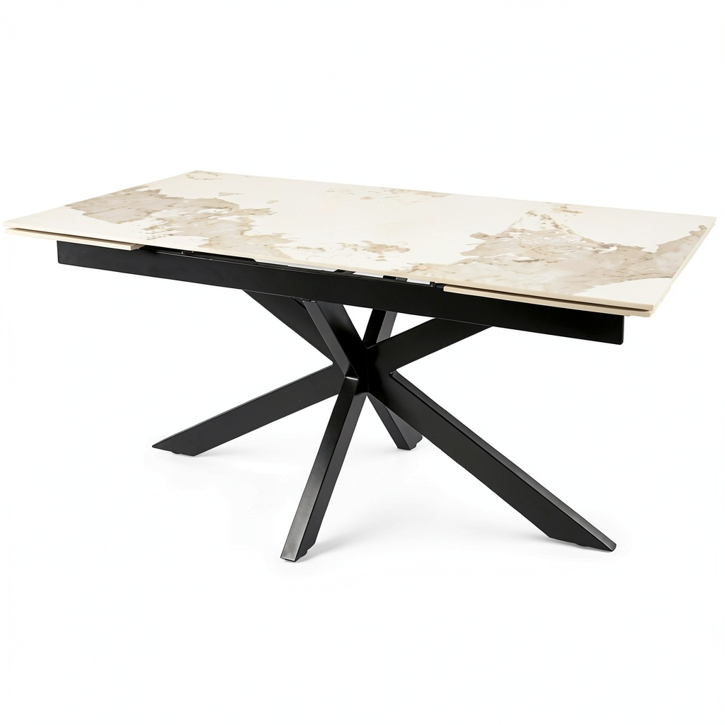 Tavolo allungabile in ceramica 160-240 cm con gambe in acciaio Calacatta Brown