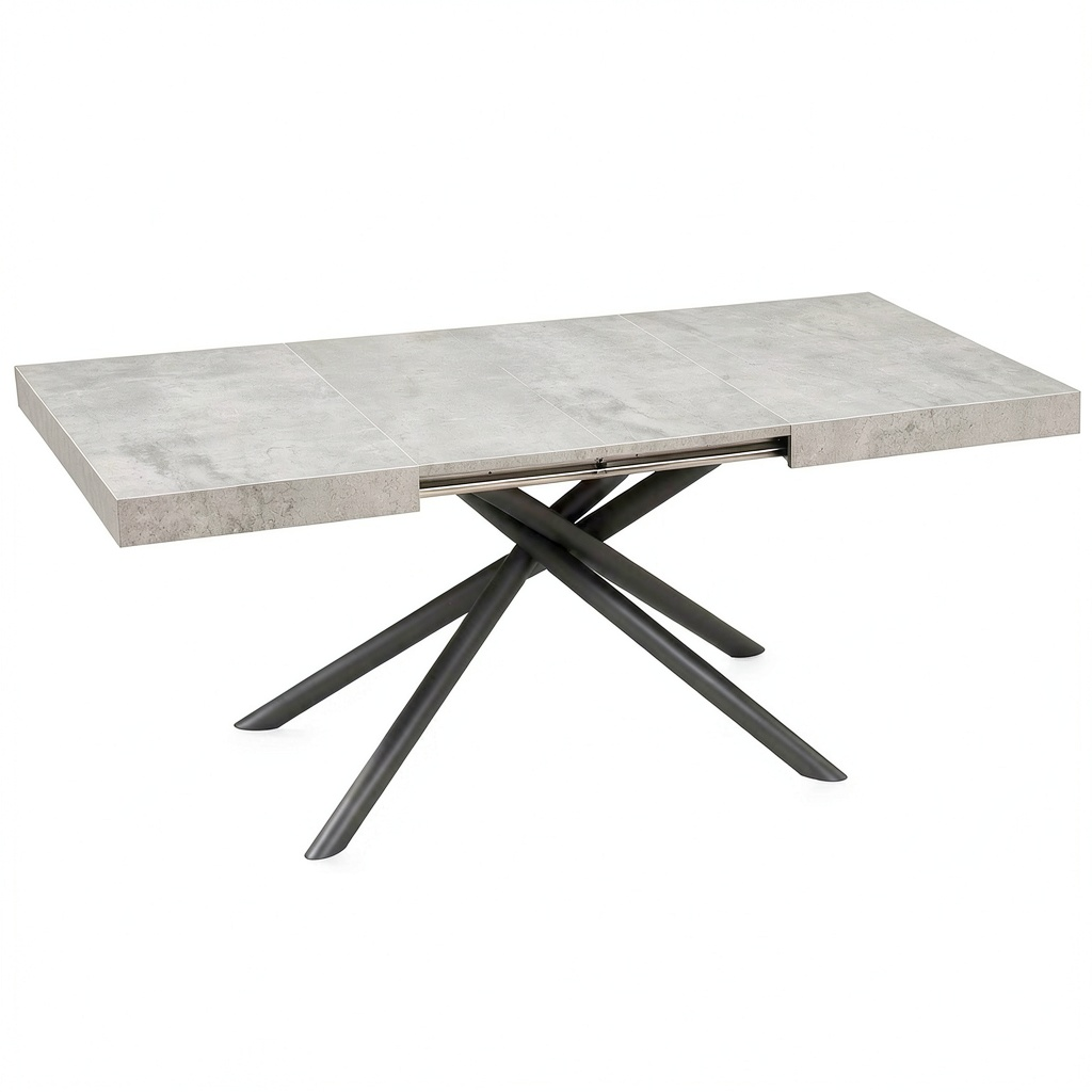 Tavolo Allungabile Desirèe con Gambe Incrociate, Grigio Cemento, Made in Italy, 140x90x74 cm