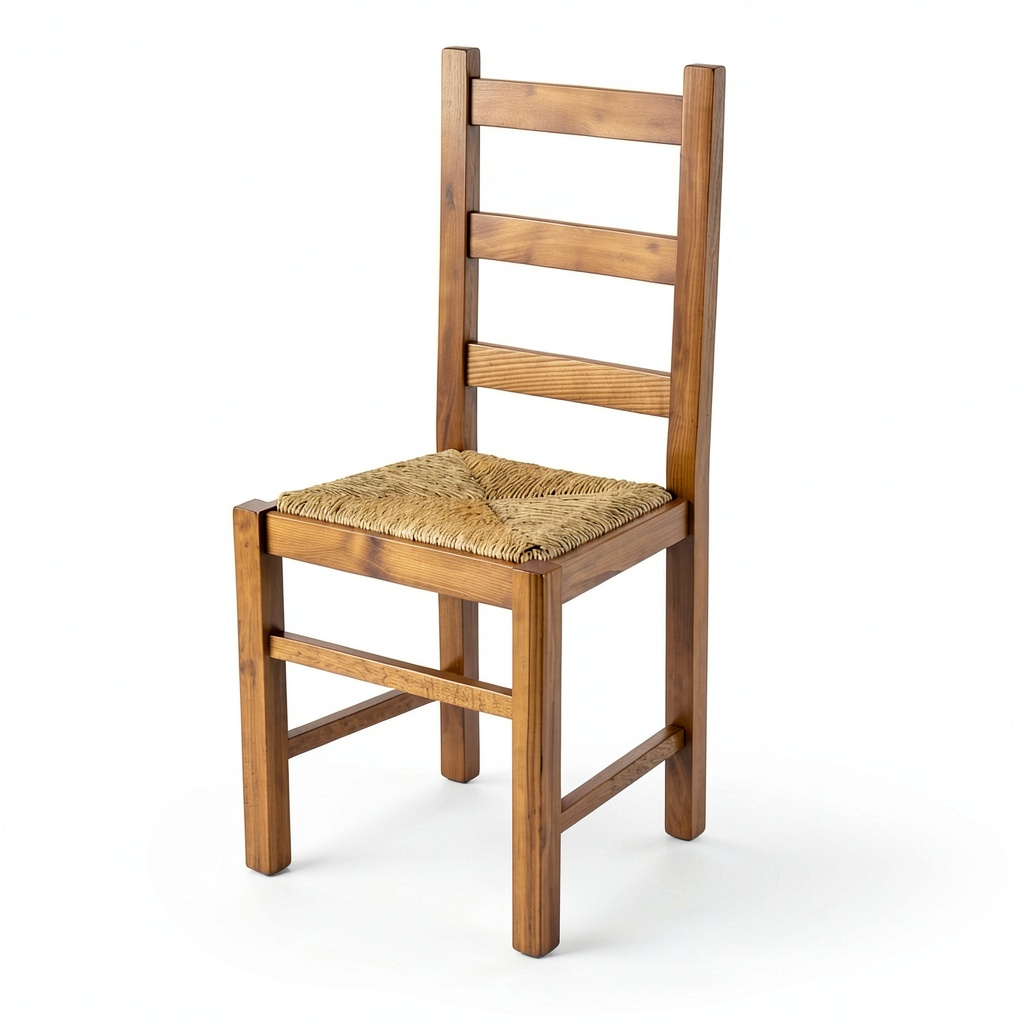 Set di 2 Sedie Rustica per Cucina e Sala da Pranzo in Legno di Faggio e Paglia