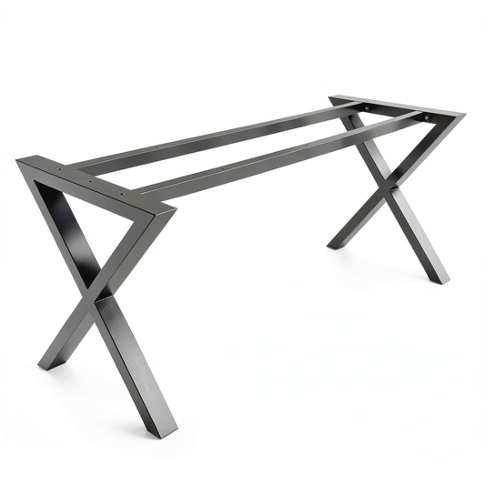 Gambe Tavolo in Acciaio Nero, Design Industriale, 180x70x72 cm