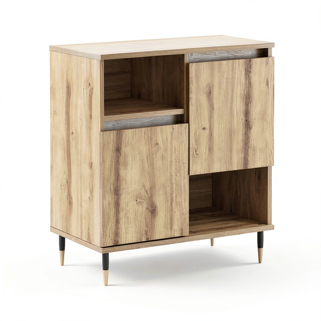 Mobile Buffet in Rovere Artigianale, Design Moderno, 60x35x70 cm, Spazioso e Funzionale per Cucina e Soggiorno