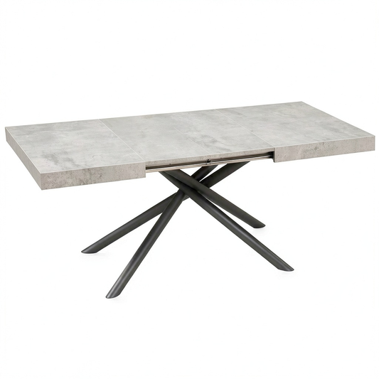 Tavolo Allungabile Desirèe con Gambe Incrociate, Grigio Cemento, Made in Italy, 140x90x74 cm
