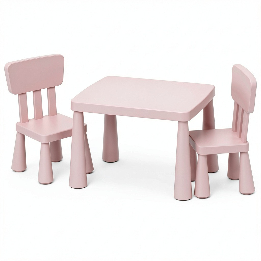Set Tavolo e Sedie per Bambini in PP Sicuro, Ideale per Gioco e Studio, 3+ Anni, Portata 50kg, Rosa