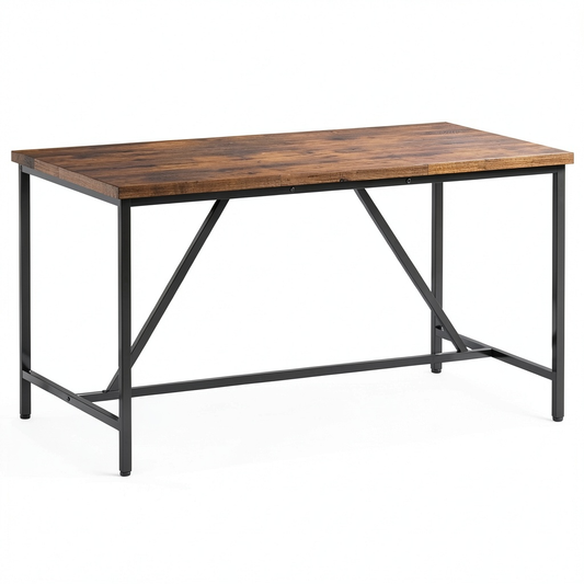 Tavolo da Pranzo Industriale per 6 Persone in Legno e Acciaio, 150x80x75 cm