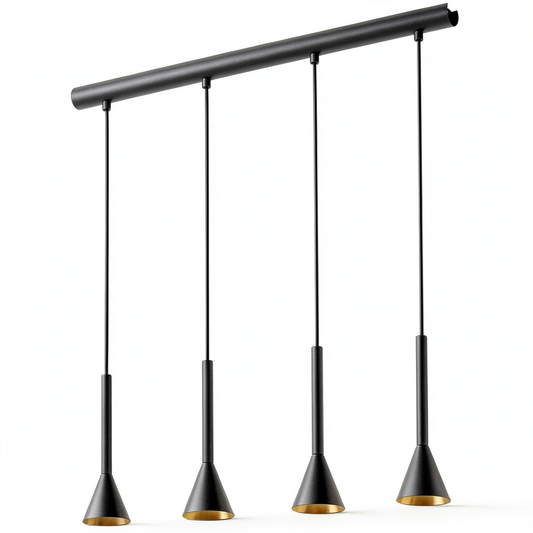 Lampada a sospensione Eglo Cortaderas, design vintage a 4 luci in acciaio nero e oro, per sala da pranzo e soggiorno, compatibile con GU10