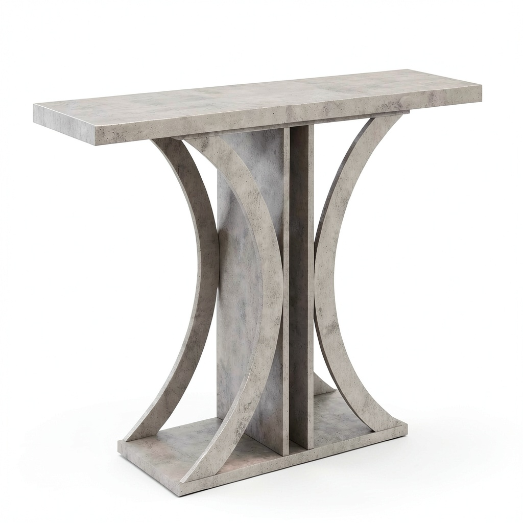 Tavolo Consolle Industriale in Legno, Design Geometrico, per Ingresso e Soggiorno, 100x29,5x80 cm, Grigio