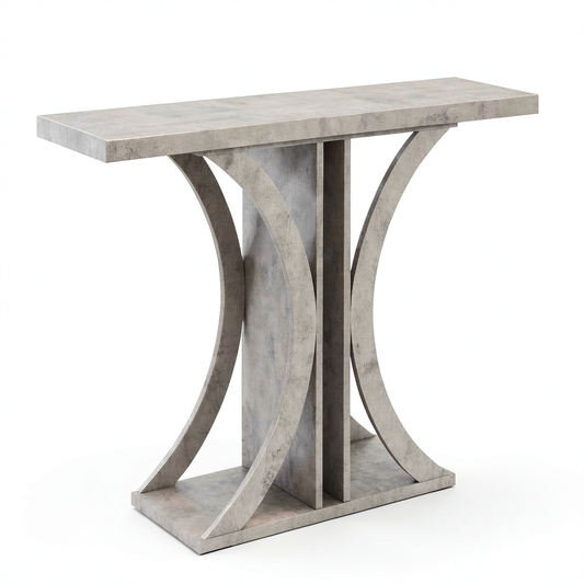 Tavolo Consolle Industriale in Legno, Design Geometrico, per Ingresso e Soggiorno, 100x29,5x80 cm, Grigio