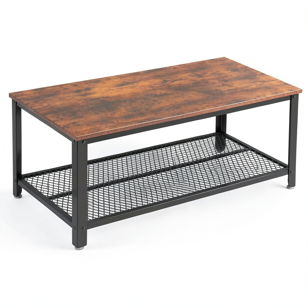 Tavolino da Caffè Industriale con Ripiano in Legno MDF e Struttura in Metallo 106x60x45 cm